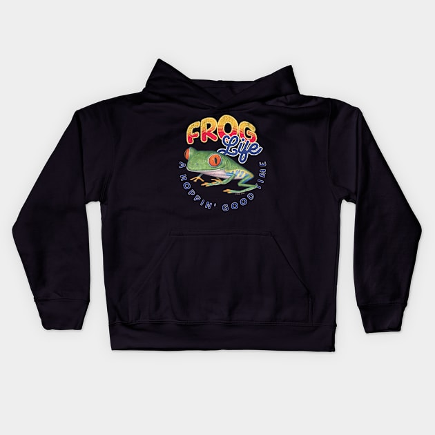 Cute Funny Red Eyed Tree Frog Gift Kids Hoodie by Danny Gordon Art